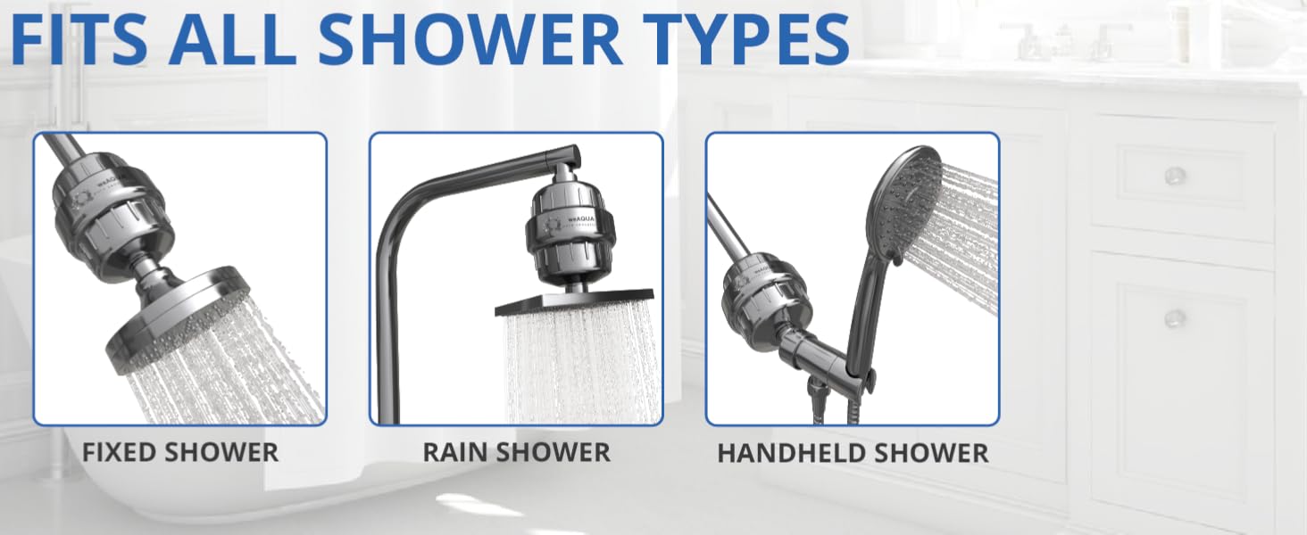 Say goodbye to chlorine smell, itchy skin, and dry scalp with our shower head water filter