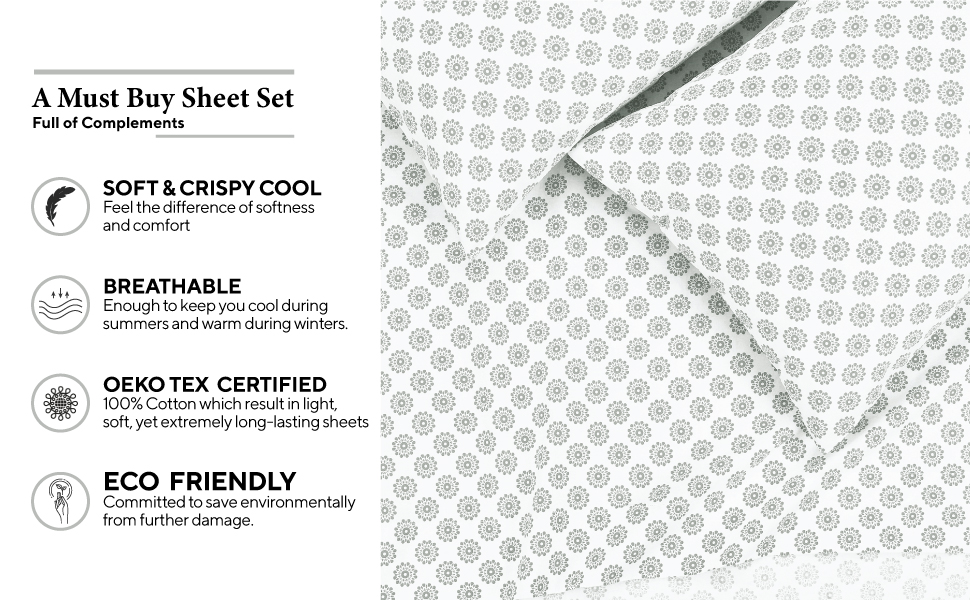 Sleepdown King Size Sheets Set 100 Cotton Sheets Soft