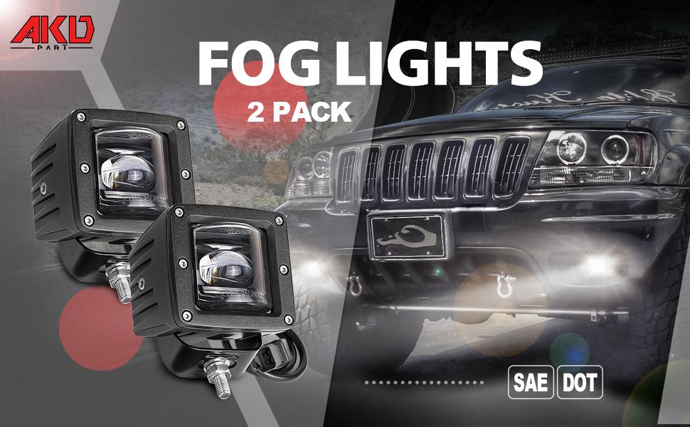 AKD Part 3" SAE LED Fog Lights Street Legal DOT Approved