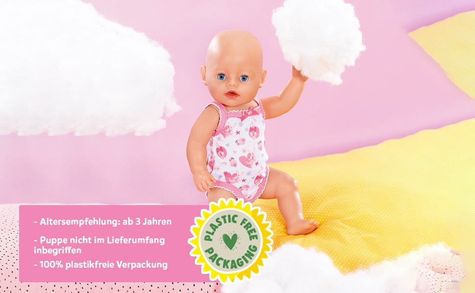 BABY born, Puppenbody, Body 43cm, Unterwäsche Set in weiß und rosa für ...