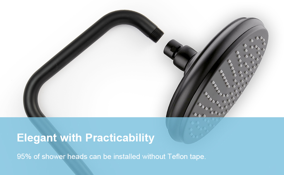 OFFO Shower Head Extension Arm 13 Inch, S Shaped High Rise Extender with Flange