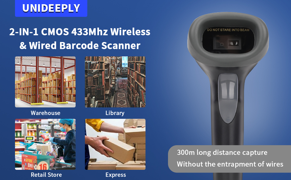 328 Feet Distance 1D CCD Wireless Bar Code Scanner for for