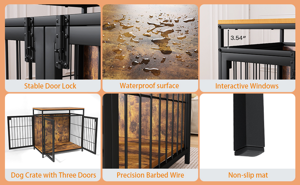 Pshelfy Dog Crate Furniture Wooden Dog Cage with Three