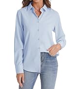 J.VER Womens Button Down Shirt Long Sleeve Wrinkle Free Lightweight Solid Chiffon Dress Shirts Wo...