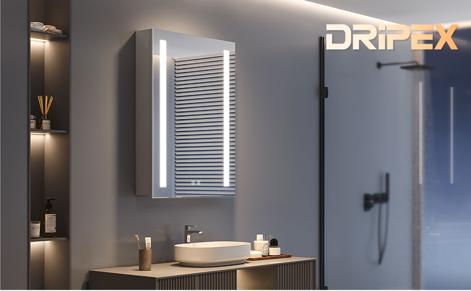 Dripex Bathroom Mirror with LED Lights, 450 * 600mm Illuminated LED Bathroom Mirror