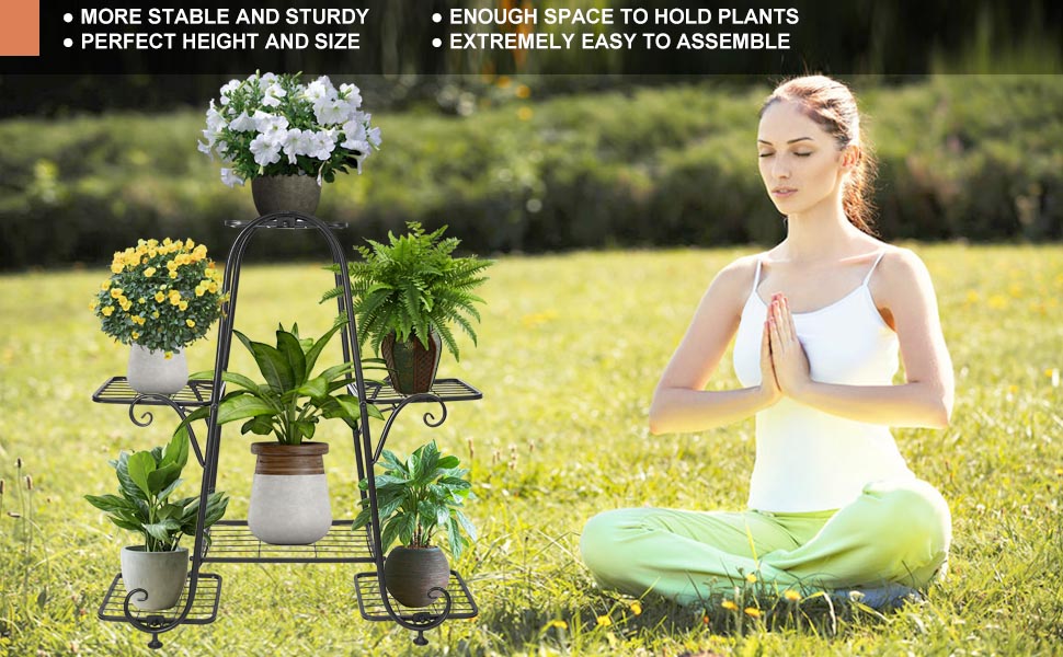 Plant Stand 6 Tier Metal Plant Stands for Indoor Outdoor