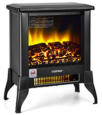 COSTWAY Radiateur Bain D'Huile 1500 W Mobile - 3 Puissance 5-35°C, 7 Eléments, Racks De Serviettes, Protection Contre Surchauffe Et Basculement, Bleu Vert 18 Cheminée Électrique