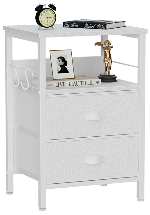 white nightstand with drawers