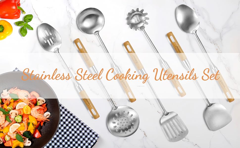 Large Stainless Steel Kitchen Utensils Set