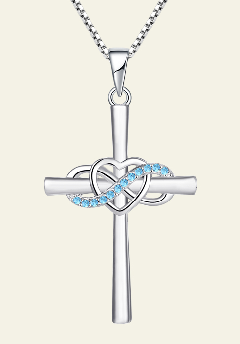 Silver Infinity Heart Cross Necklace