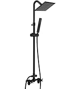 Cinwiny Wall Mounted Outdoor Shower System Matte Black 6
