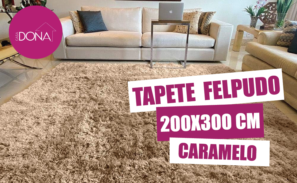  Tapete para Sala e Quarto Felpudo Cronos Casa Dona 200x300 cm Caramelo 