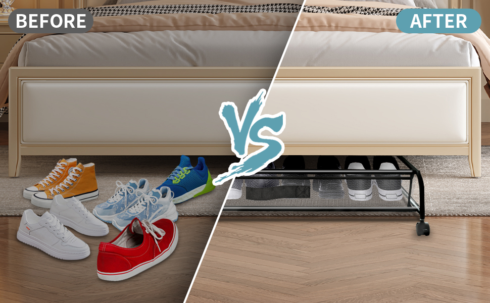 under bed shoe storage with wheels