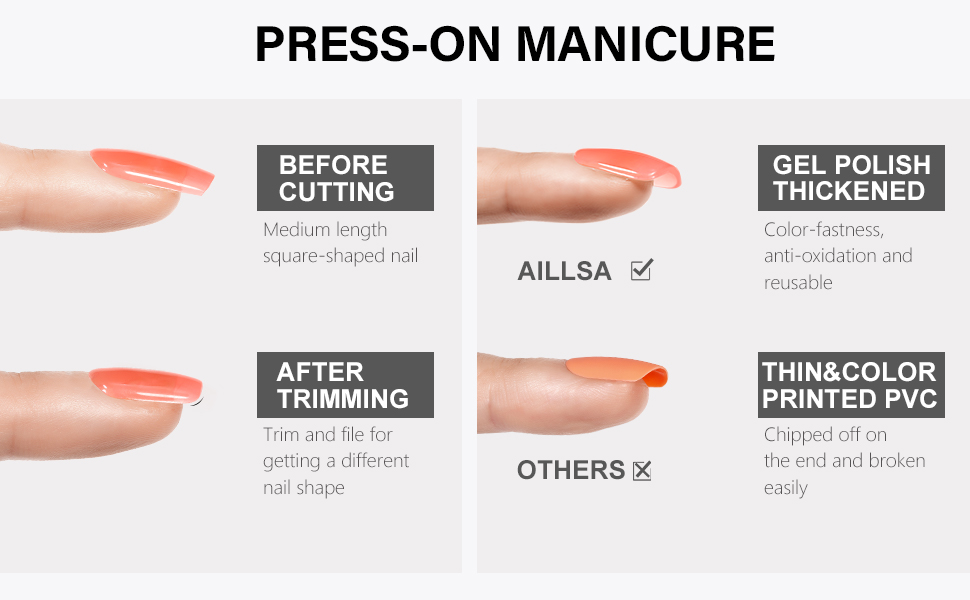 Press on nails fake nails false nails artificial nails glue on nails for women girls