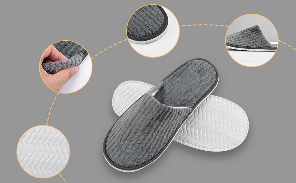FutrLiv Coral Fleece Slippers - 5 Pairs of Unisex Closed-Toe Non-Slip Hotel Slippers, Ideal for Home, Travel, and Guest Use, Comfortable & Portable 15 shoe