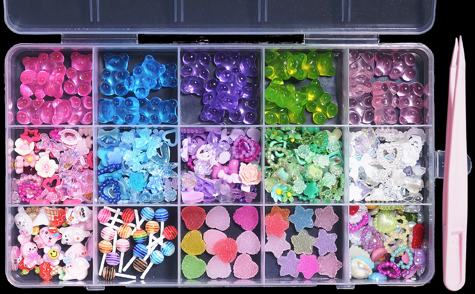 Uotey 3D Bear Candy Nail Charms 
