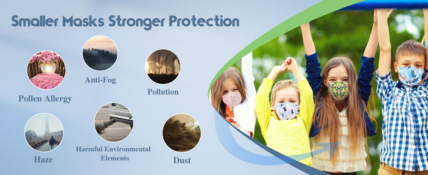 WWDOLL Kid KN95 Face Mask 50 Pack, 5Layers Breathable KN95