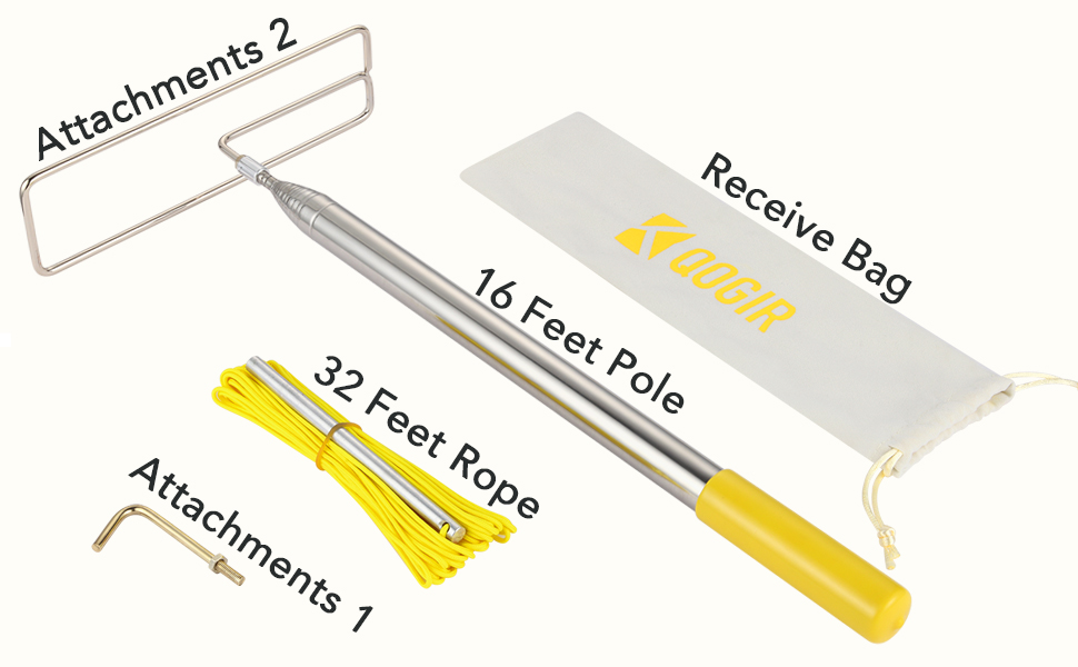 QOGIR Disc Golf Retriever Pole Telescoping Discs Retriever Extends Up to 16ft, Disc Golf