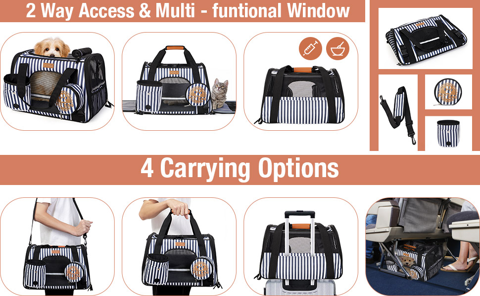 Lekereise Cat Carrier Soft Sided Pet Carrier Airline Approved Foldable and Breathable Small Dog