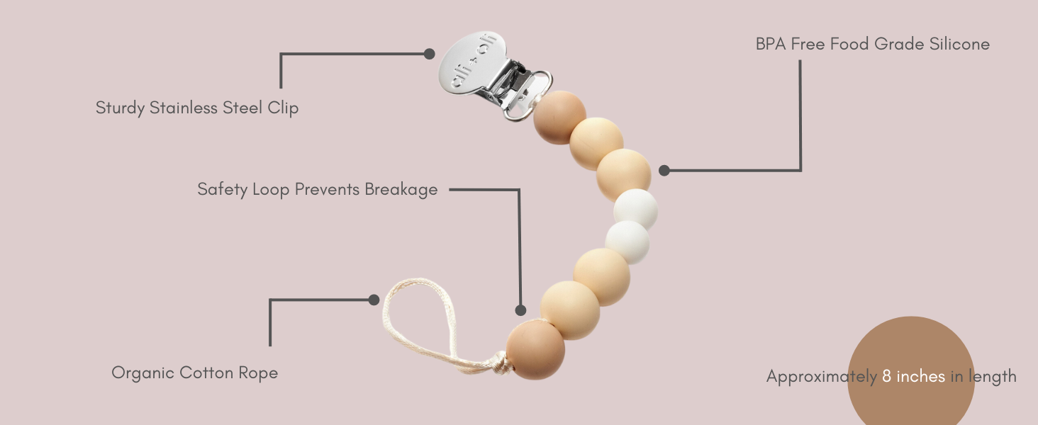 Pacifier clips silicone beads safe secure tested gift baby newborn
