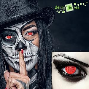 Rote Zombie Augen Farblinsen hoher Tragekomfort leicht einzusetzen rotes Gitter