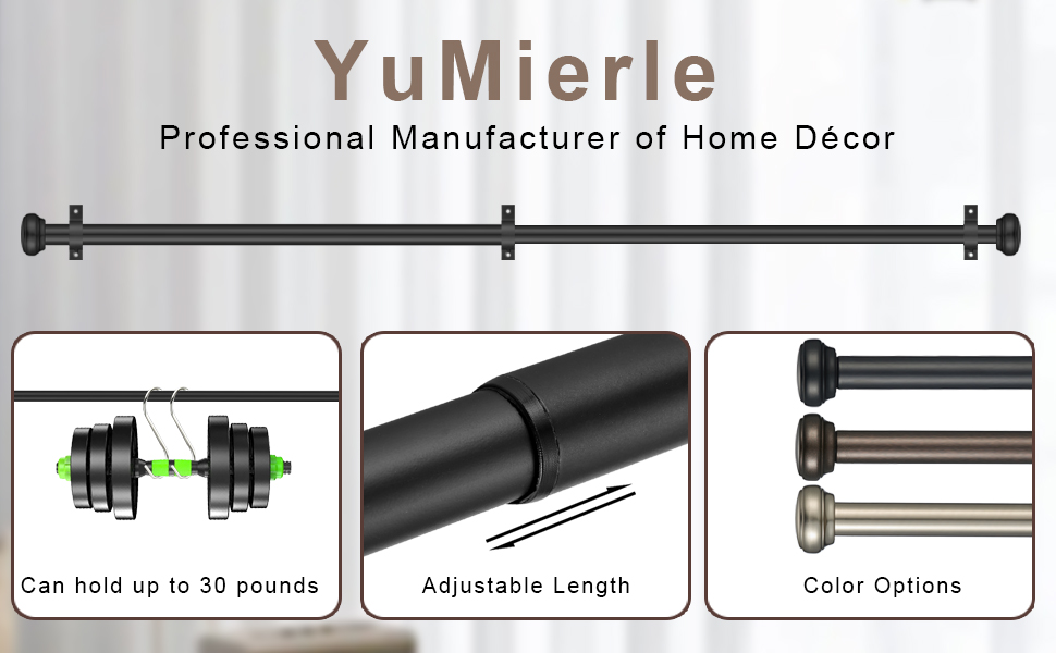 Heavy Curtain Rod,Adjustable Curtain Rod 1 inch Long