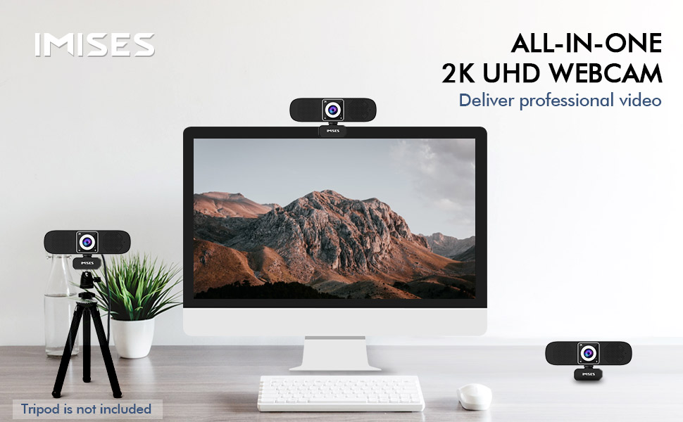 3 in 1 cam cam with Microphone and Speaker, 2K QHD