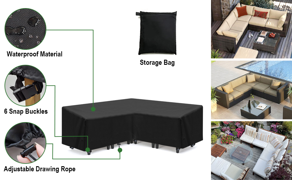 INMUA Garden Corner Sofa Cover VShape Garden Furniture Covers