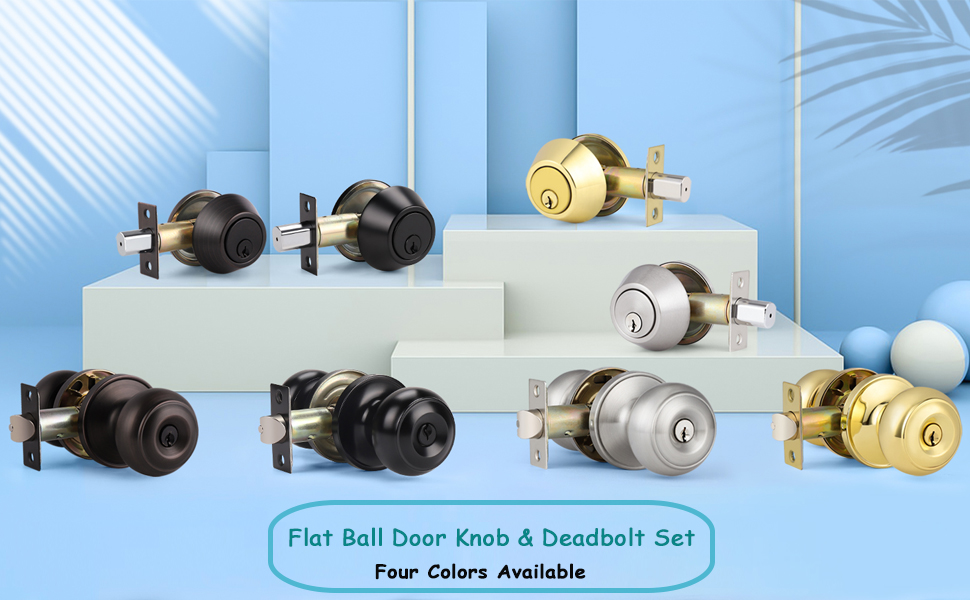 3 Pack Entry Door Knob and Deadbolt Set, Keyed Alike Oil