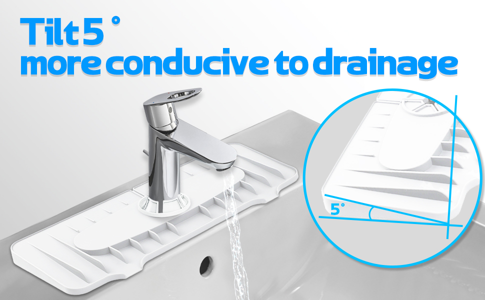 Silicone Faucet Splash Guard, 14.25 Inch Faucet Water Catcher Mat, Two