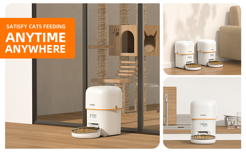Pet Supplies Yuposl Automatic Cat Feeders for 22L 2Packs, Over 180day Battery Life Schedual