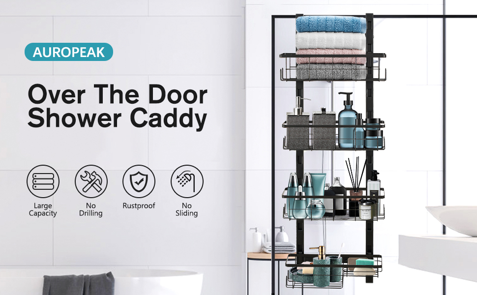 AUROPEAK Over The Door Shower Caddy, Hanging Shower