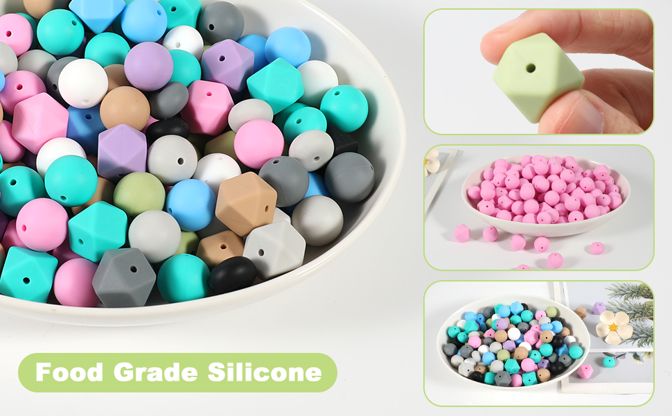 90Pcs Silicone Beads, 15mm Silicone Beads for Keychain