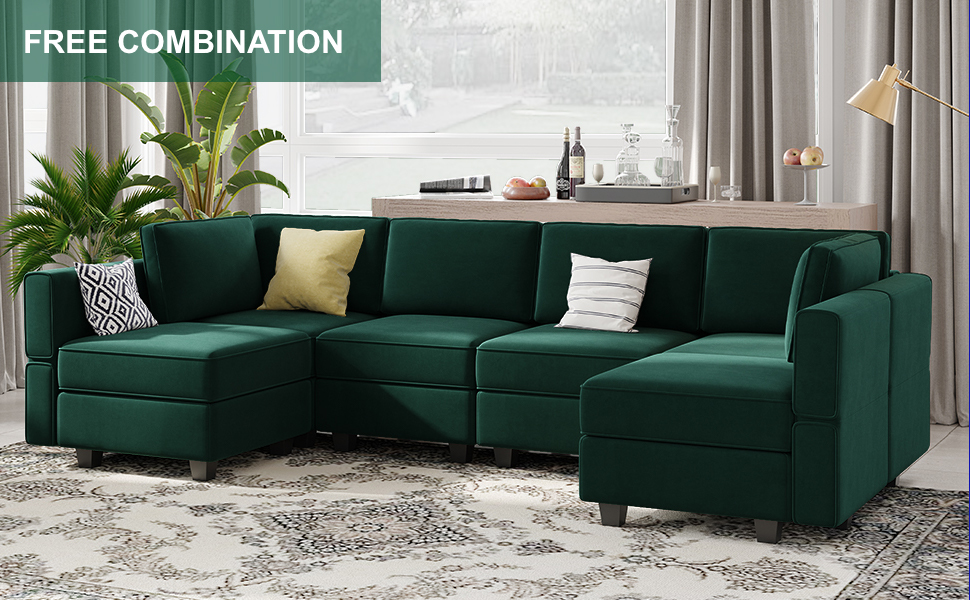 Belffin Modular Sectional Sofa with Double Chaise Velvet U