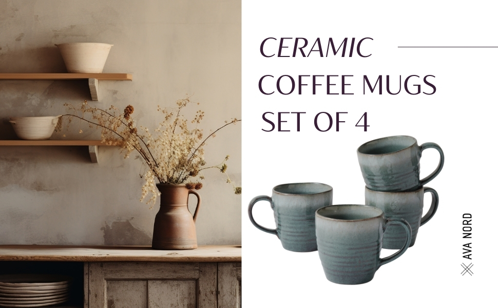Ceramic coffee mugs set of 4