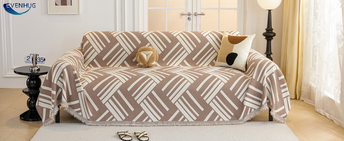 EVENHUG Couch Cover Boho Sofa Covers Washable Chenille