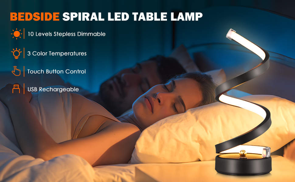 Bedside Spiral LED Table Lamp