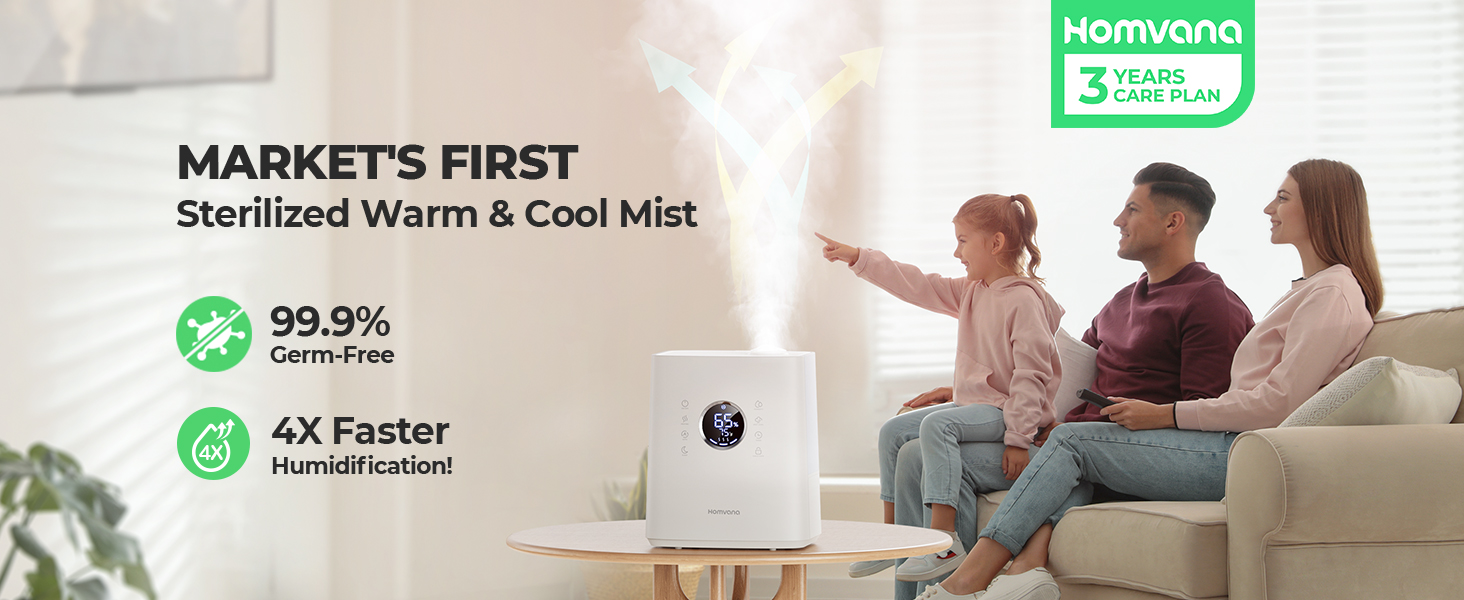 Homvana Humidifiers for Bedroom Large Home, 6.5L Warm and Cool Mist