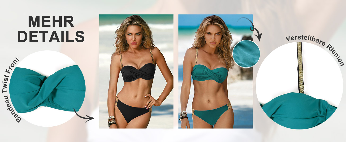 Voqeen Damen Bikini Set Push Up Strandmode Zweiteiliger Badeanzug