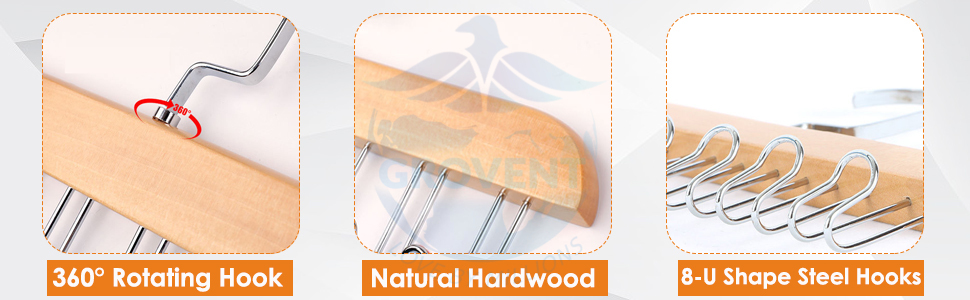 Wooden Hanger For Clothes Hanging, Hangers For Wardrobe And Cupboard, 8 Hook Adjustable Clothes Hanger For Lingerie, Belt, Scarf, Tie, Garments And Accessories (1 Pcs) 2 storage hangers