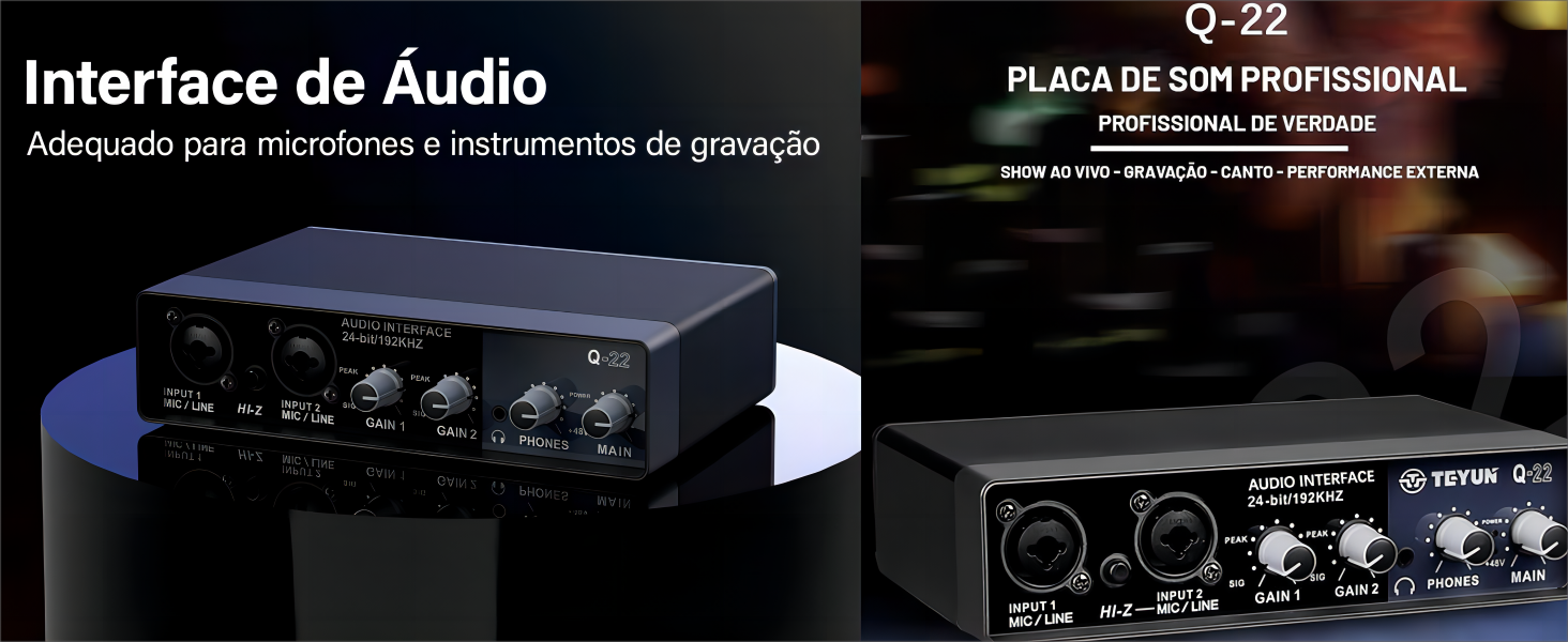 Interface de audio,placa de som profissional de canal USB 2.0 DC 5V de