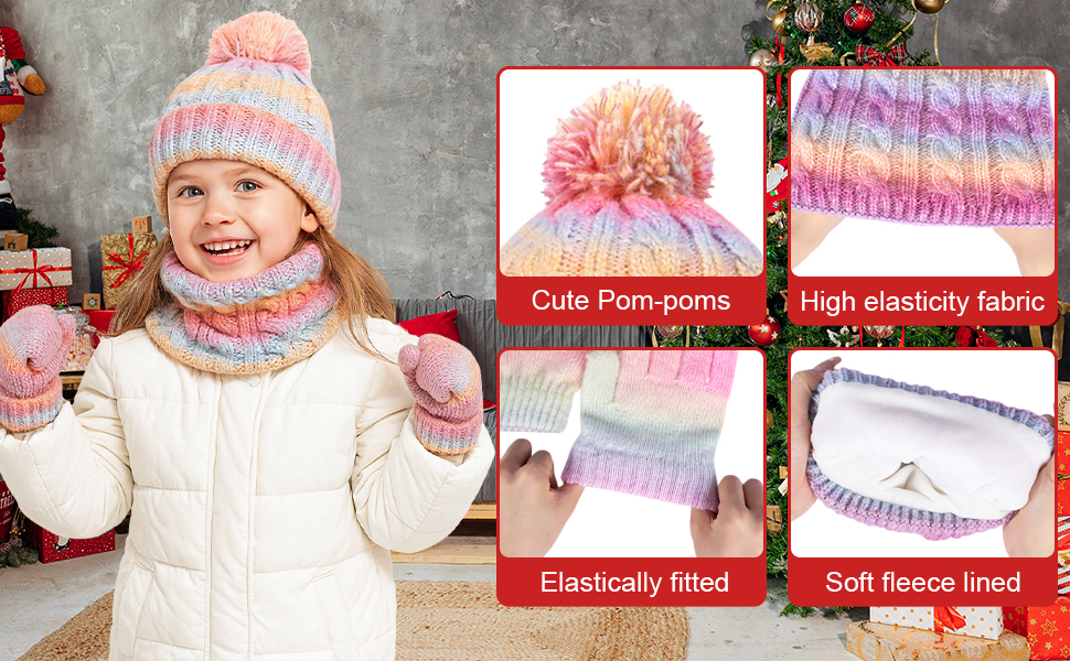 Toddler Beanie Hat Scarf Gloves Set