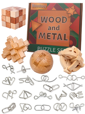 Wooden and Metal Puzzle Set