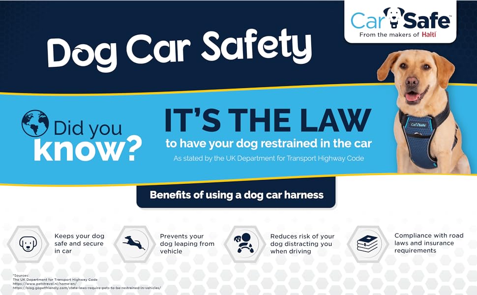 CarSafe Dog Travel Car Harness - from the makers... 24 CarSafe by Halti - It's the law - Dog Car Safety