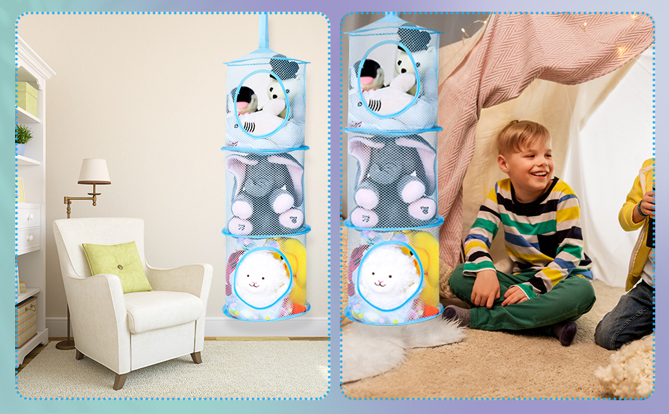 Fuyamp 2Pcs 75 * 26cm Stuffed Animal Storage Mesh Foldable