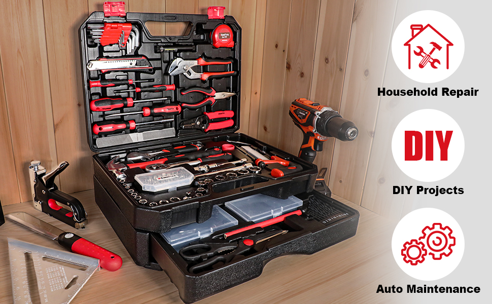 KingTool 325 Piece Home Repair Tool Kit, General Home/Auto Repair Tool
