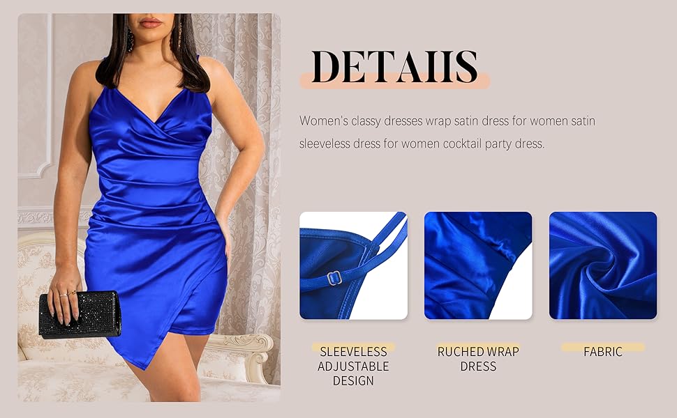 wrap satin dress for women