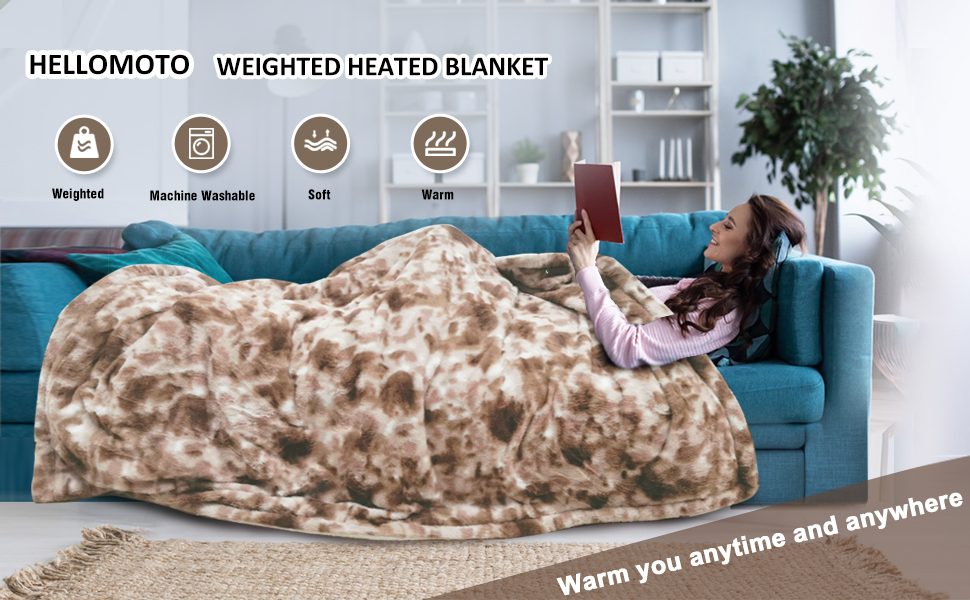 HELLOMOTO 15lb Weighted Heated Blanket, 2 in 1 Electric