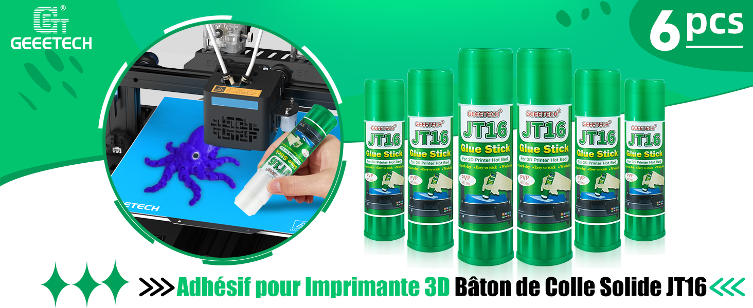 DERUC Colle adhésive pour imprimante 3D 36 g PVP à séchage rapide Colle solide pour lit chaud