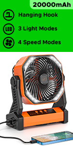 Rechargeable camping fan portable battery operated desk fan